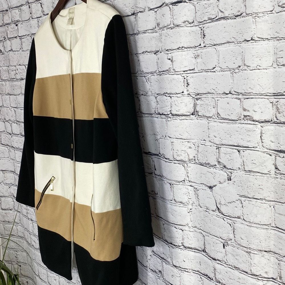 Chico's Statement Colorblock Jacket Camel/Black L… - image 5